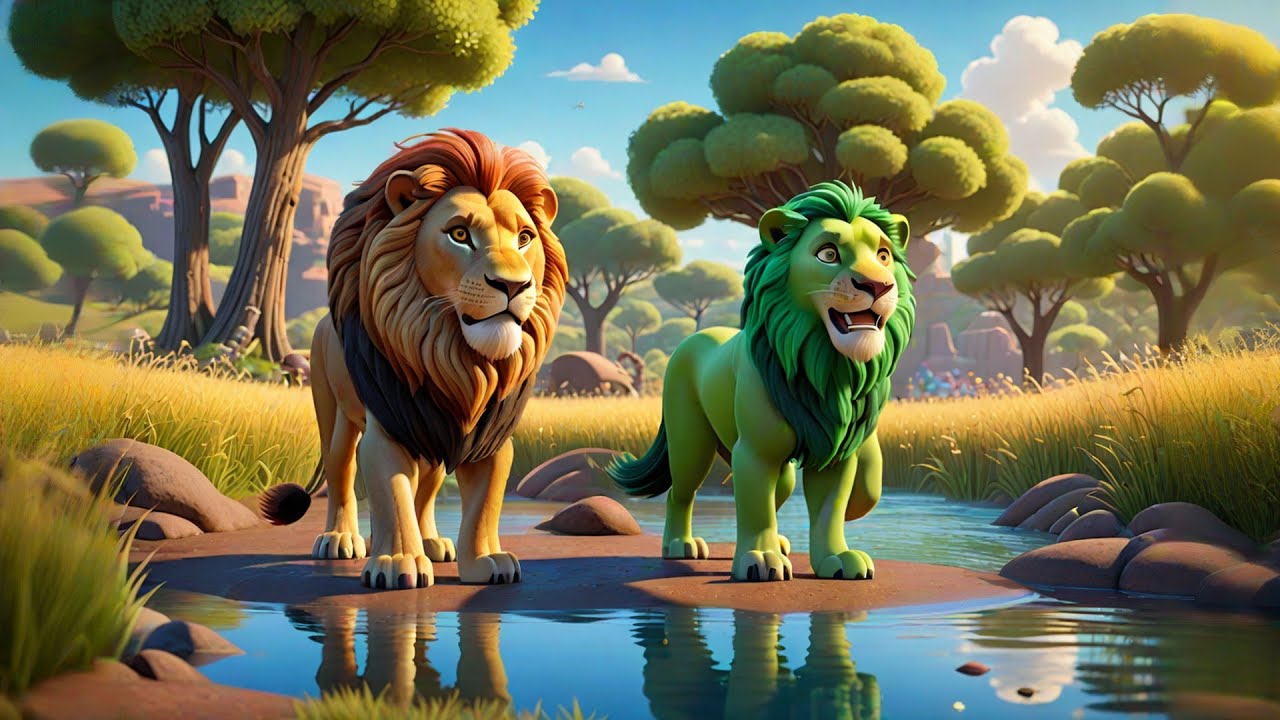 Five Laughing Lions Roar and Run | Jungle Counting Song for Kids | Fun Animal Rhyme and