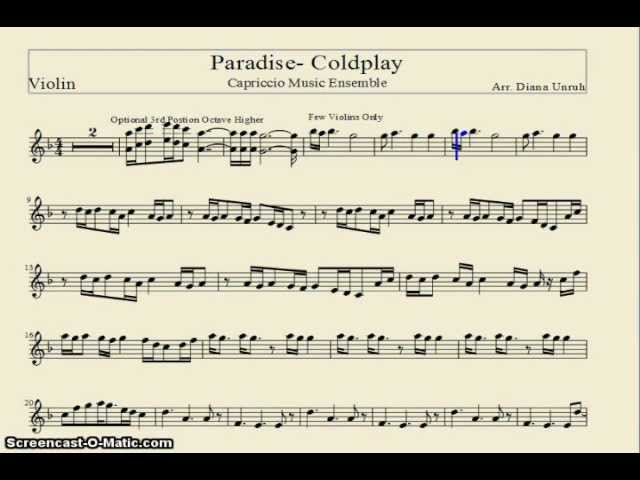Desgracia cero pistola Paradise- Coldplay (Sheet Music) Violin - YouTube