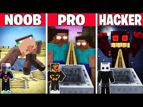 NOOB vs PRO vs HACKER: DEVASA KORKU TRENİ YAPI KAPIŞMASI! - Minecraft