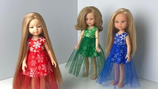 How to sew a dress for Paola Reina doll for Christmas, with your own hands, without overlock+PATTERN