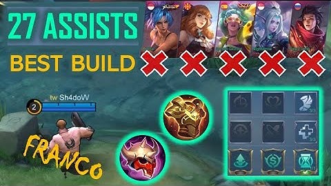 FRANCO BEST BUILD MOBILE LEGENDS / MLBB, and emblem set, gameplay montage, 2022