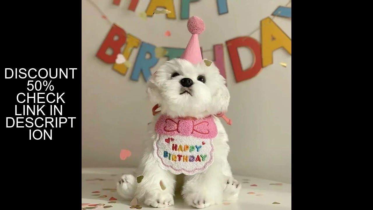 Adorable Dog Cat Puppy Birthday Hat & Bandana Set Cat Dog Accessories Pet Birthday Supplies