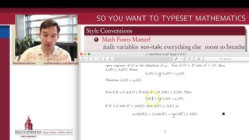 Typesetting Mathematics I: Style Conventions