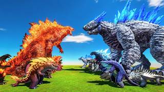 Inferno Godzilla Fire Kaijus vs Shimo Ice Age Titans - Animal Revolt Battle Simulator