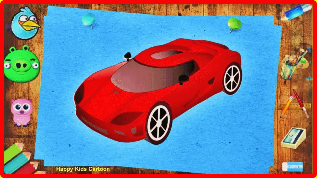 Racing Car Cartoon For Kids Coloring Pages - Toys For Kids - Sport Car Coloring Book