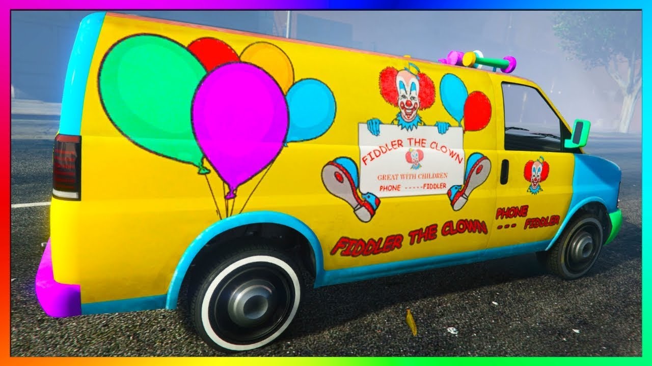 Автобус клоунов. Клоунский фургон ГТА 5. Clown van GTA 5. Клоунские машины ГТА 5. Машина «клоун».