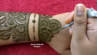 Karwachauth Special Stylish Beautiful Full Hand Mehndi Design || Arham Mehndi Designs