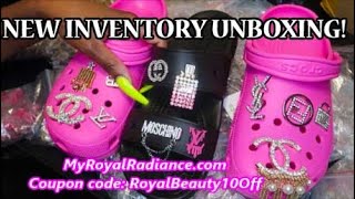 NEW INVENTORY UNBOXING LUXURY CHARMS, BROOCHES & DESIGNER FAUX LEATHER FABRIC !