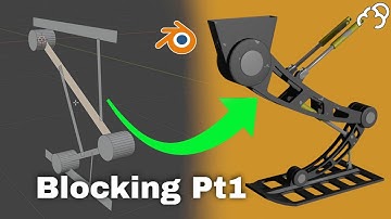 How to 3D model SciFi Landing Gear Blender Part 1 Blocking