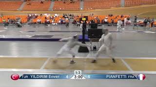 Enver YILDIRIM TUR vs PIANFETTI FRA 2023 Plovdiv Fencing European Championship T8 Men Sabre Individu