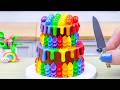 Miniature Rainbow Chocolate Cake 🌈 Colorful Candy Drip Decorating | Tiny Cakes World