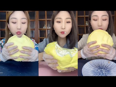 [CREPE ASMR] durian crepe cake | eating show