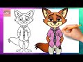 How To Draw Nick Wilde from Zootopia 2 | Disney | Drawing Tutorial