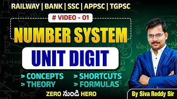 Number System (Unit Digit) with all Concepts, Tricks & Formulas | One shot | By Siva Reddy Sir