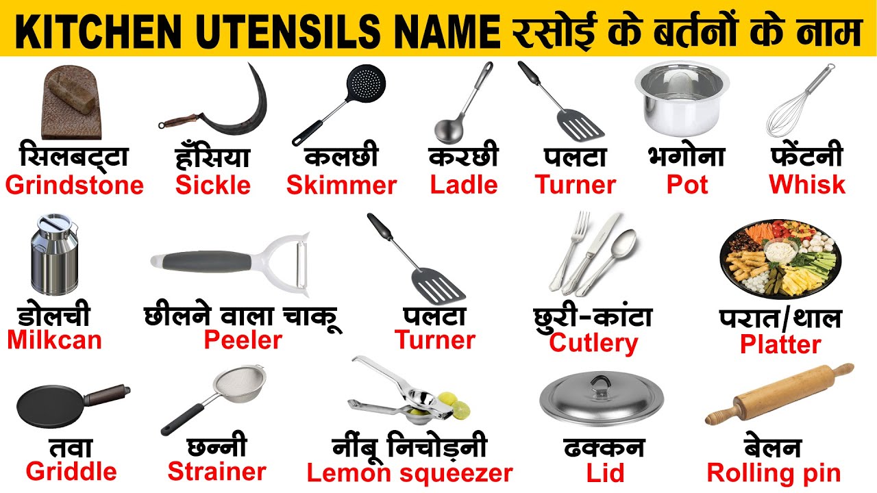 Kitchen Utensils Names And Pictures In