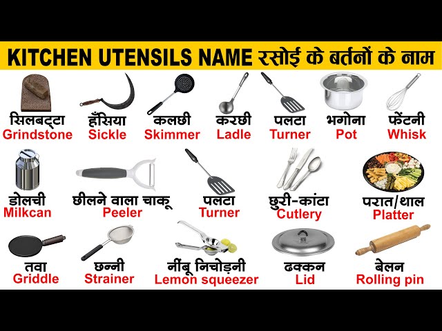 Kitchen Utensils Names And Pictures In