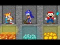 Minecraft Saving Hamood: Sonic, Tails and Mario Mining Diamonds, Gold Ingot in Minecraft