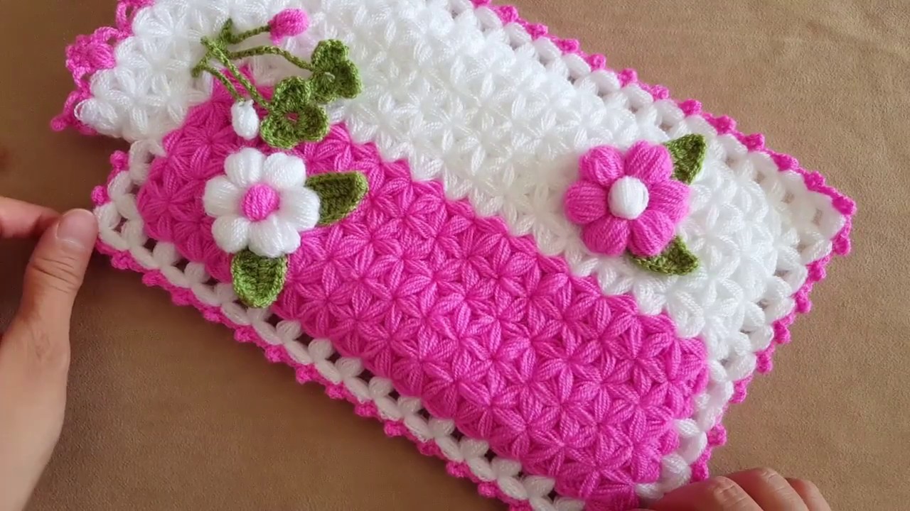 Cicekli Kolay Kese Lif Modeli Yapim Asamali Nazarca Com Tig Isleri Baby Knitting Patterns Hand Applique