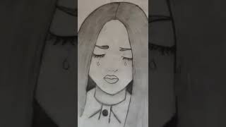 sketch of crying girl face