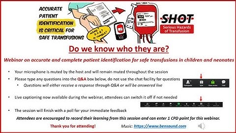 Webinar on accurate and complete patient identification for safe transfusion in paediatrics