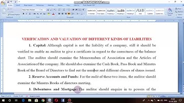 Verification of Assets and Liabilities Part 2