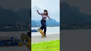 What to ask for in life is happiness and free skateboarding girls Outdoor sports Original video