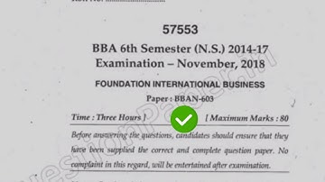 2018 Mdu BBA 6th Sem Foundation Intenational Business Question Paper