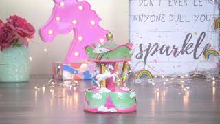Children's Rainbow Rotating Unicorn Carousel Music Box - NORTHLIGHT PM92417