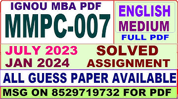 mmpc 007 solved assignment 2024 / mmpc 007 solved assignment 2023 / mmpc 007 assignment 2023-24