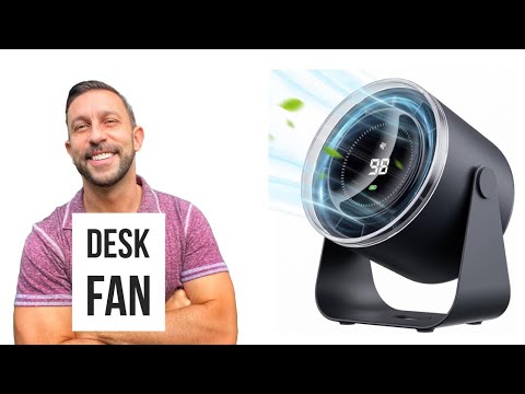 WSKEN Desk Fan With Battery Operated Quiet Digital Display Portable Fan For Office 