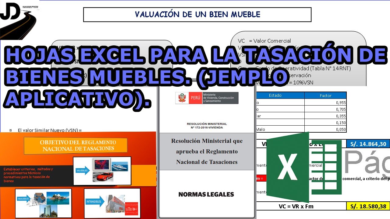 HOJAS EXCEL PARA LA TASACIÓN O VALUACIÓN DE BIENES MUEBLES (INCLUYE EJEMPLO  APLICATIVO) - YouTube