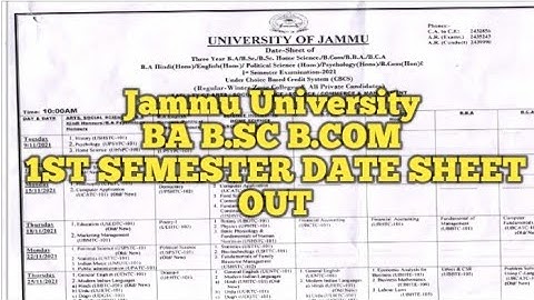 jammu University BA B.SC B.COM 1ST SEMESTER DATESHEETS OUT