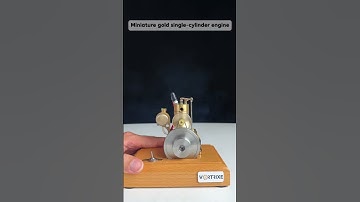 Miniature gold single-cylinder engine #mechanic #DIY #model #enginemodel #stirlingengine