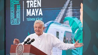 Conferencia de prensa matutina e inauguración del Tren Maya, tramo Campeche-Cancún