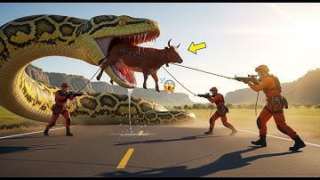 Heroic Rescue Team Saves Mother Cow from Giant Python Attack 🐍