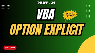 Part 24 - Option Explicit Explained: Avoid Spelling Mistakes in Excel VBA | Save Time | Hindi