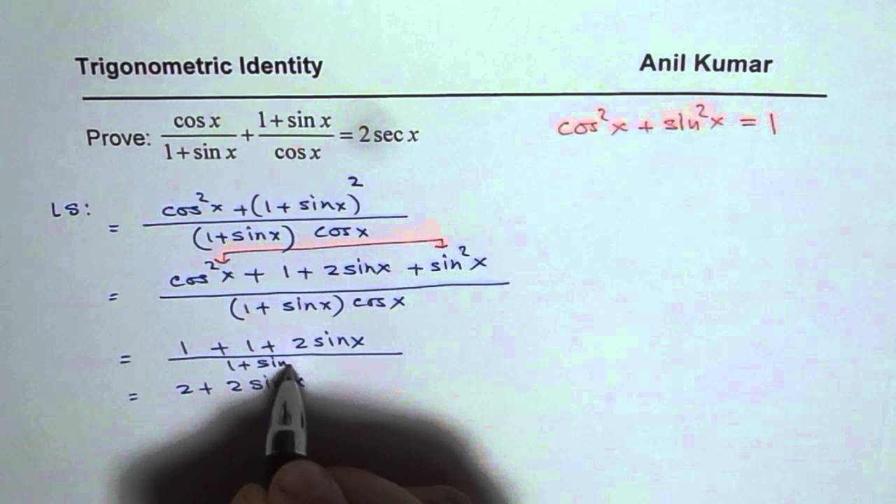 Prove Trigonometric Identity To 2 Sec X YouTube Prove Trigonometric Identity To 2 Sec X YouTube