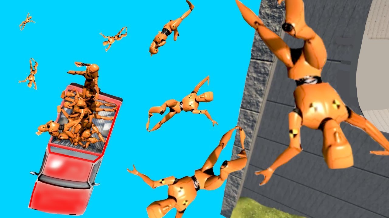 【実況】トラックに人形積んで超高所から突き落としてみたらとんでもなかったw - BeamNGdrive