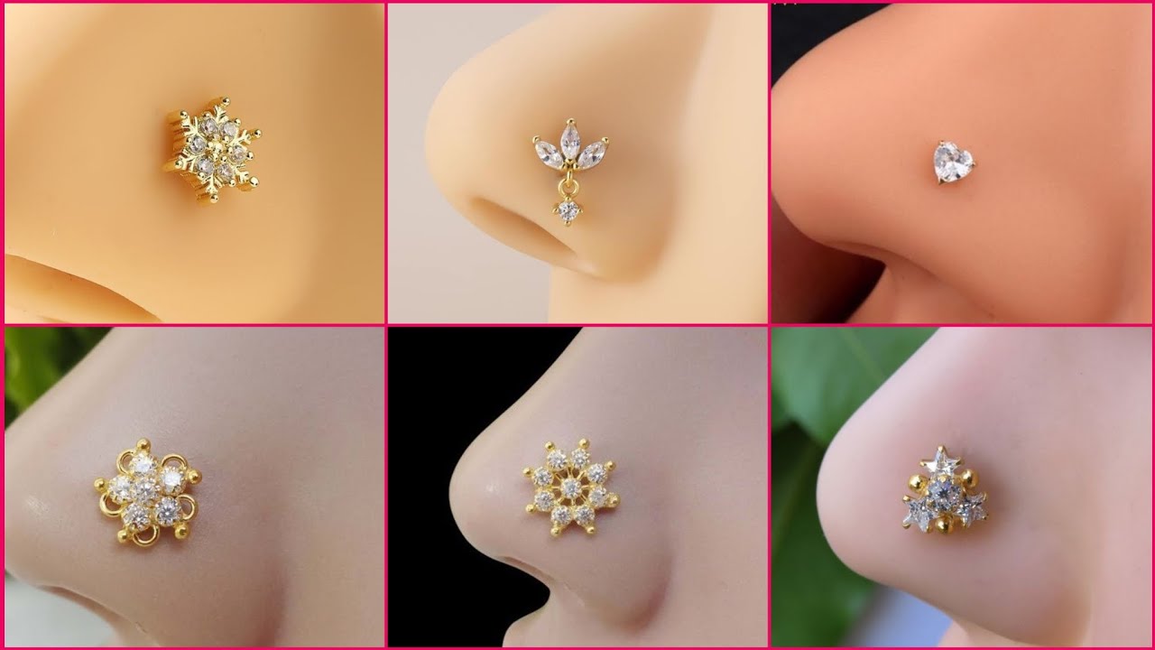 diamond nose pins, latest diamond nose pin designs, Light weight diamond nose pin