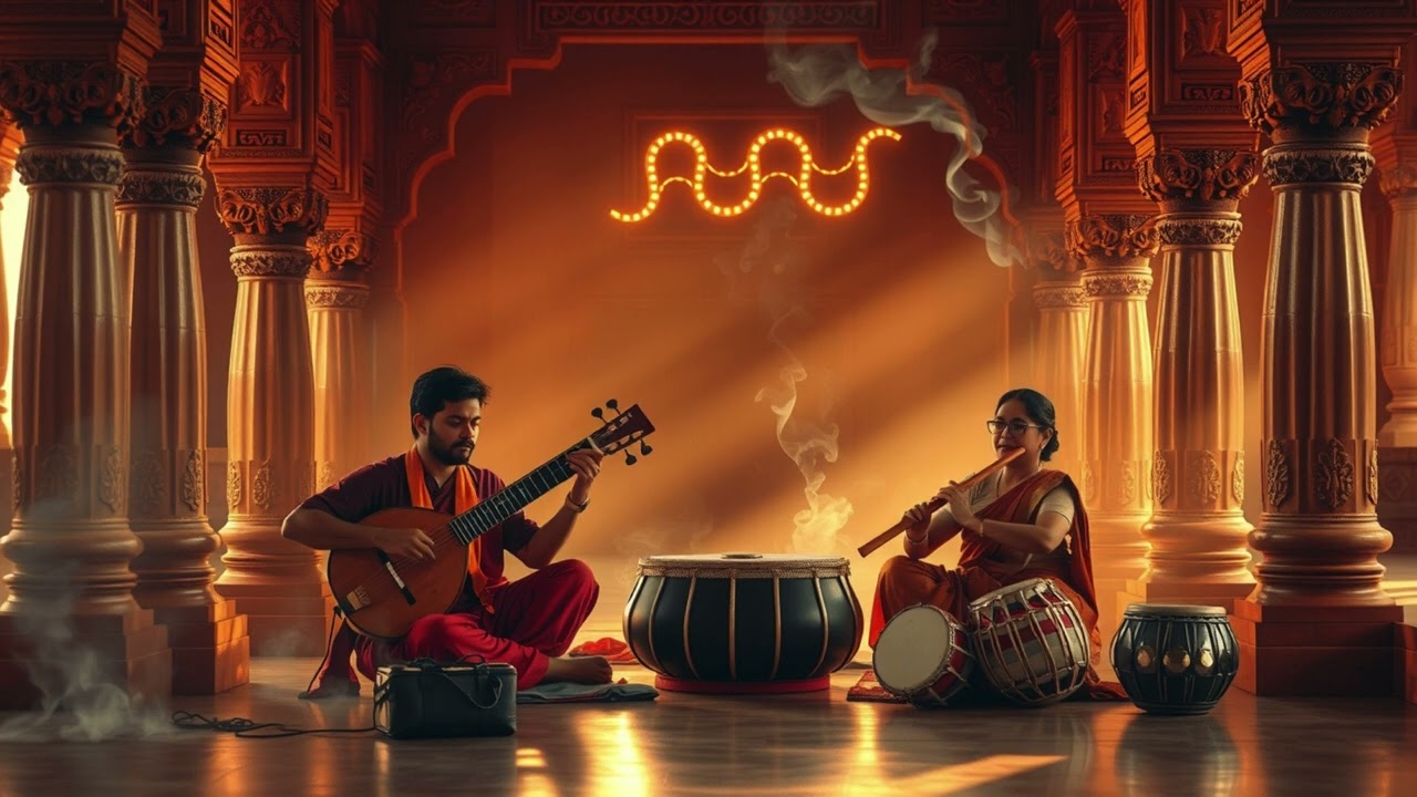 Temple Waves - Carnatic Ambient Fusion with Flute, Veena & Tabla