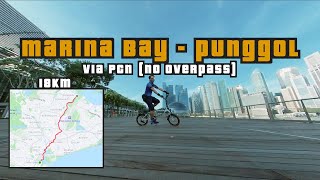 18KM Marina Bay to Punggol via PCN (NO OVERPASS) Route  | Cycling Singapore