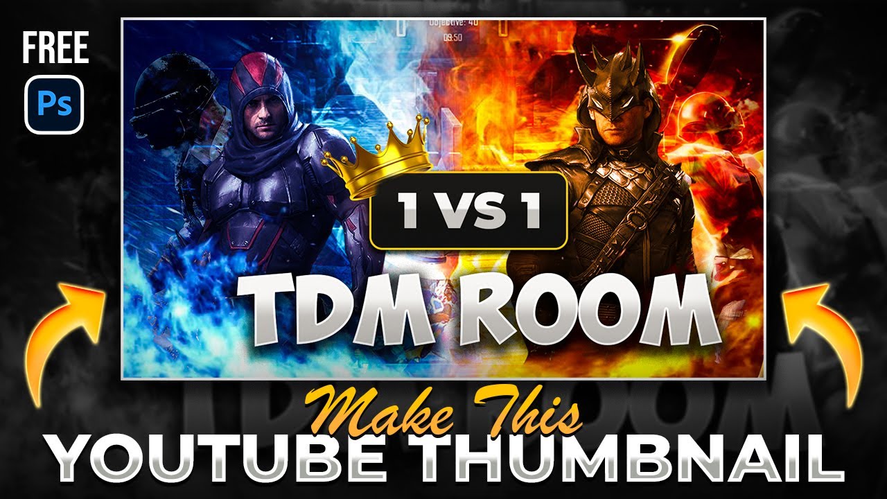 BGMI TDM 1 VS 1 YOUTUBE THUMBNAIL | FREE PSD | PHOTOSHOP TUTORIAL #photoshop #bgmilive #harshdexign