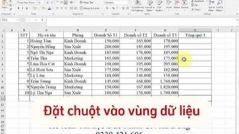 Cách tính tổng nhiều dòng nhiều cột trong Excel