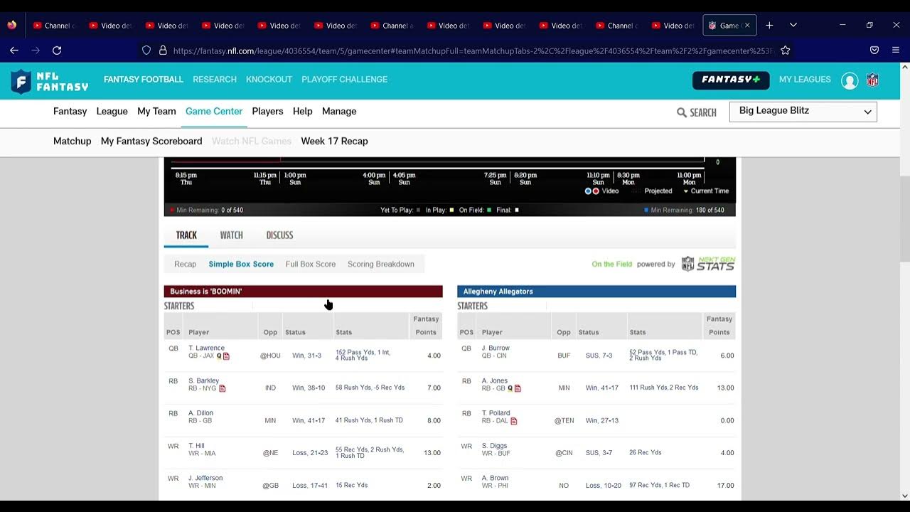 Fantasy Football Leagues What about Bills Bengals game? YouTube