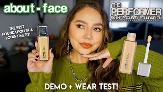 ABOUT-FACE THE PERFORMER FOUNDATION 🤎 10 HR WEAR TEST + REVIEW | Makeupbytreenz