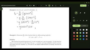 TTU Math 2450 Partial Derivatives Video