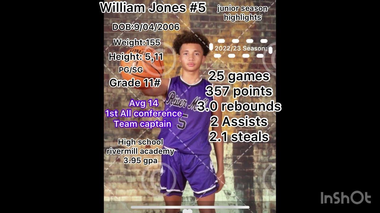 202223 junior season highlights William Jones,RiverMill academy YouTube