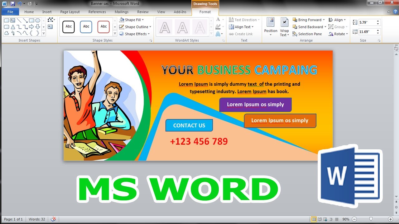 how-to-easily-create-a-banner-using-microsoft-word-2010-youtube