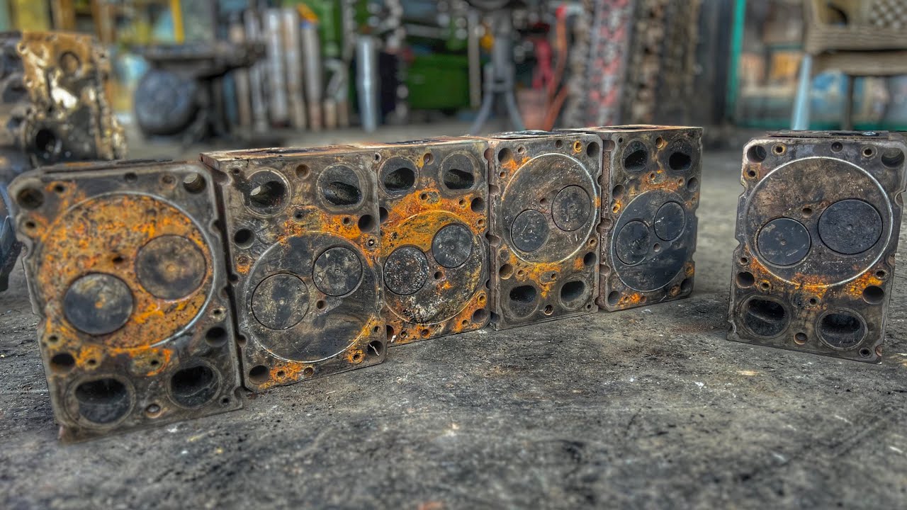 Howo Truck 6 Cylinder Rusted Head Repairing & Cleaning process By ...