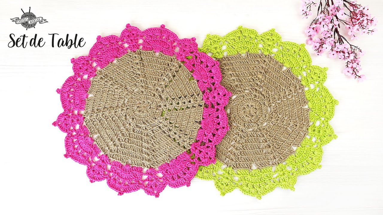 NAPPERON set de table au crochet ficelle de jute 2 couleurs